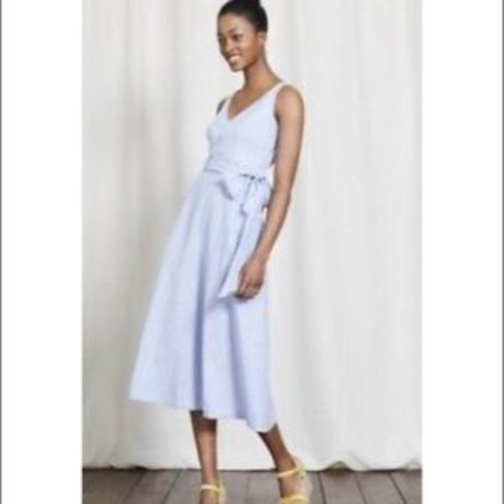 Boden Blue/White Stripe Wrap Midi Riviera Dress